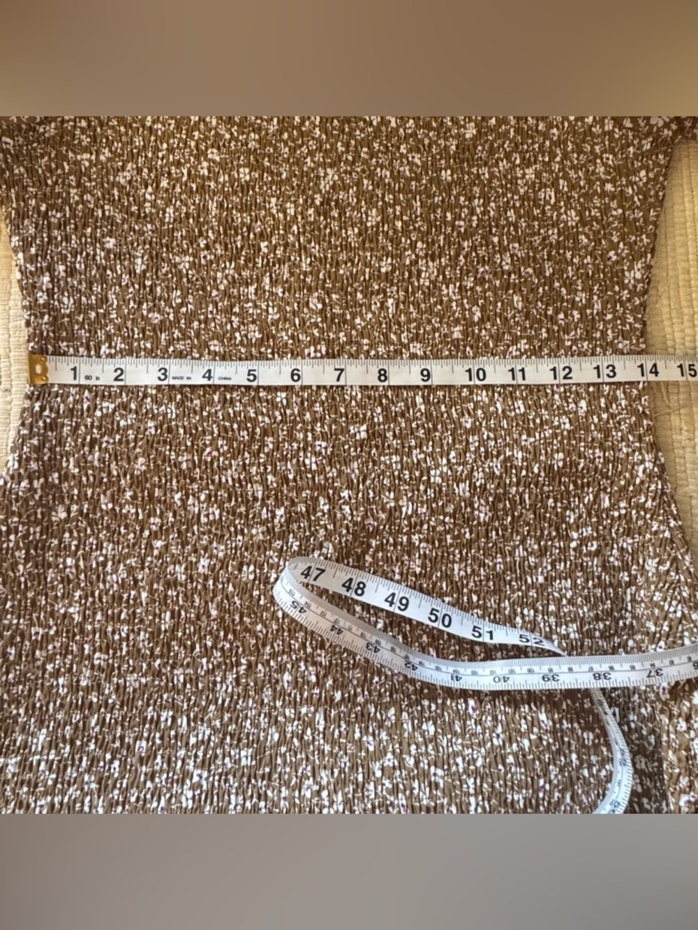 Prettygarden Smocked Floral Midi Dress XL Puff Sleeve Cottagecore Brown - Picture 7 of 12